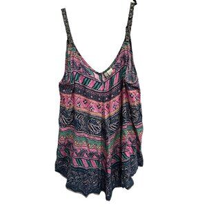 Japna NWT Bohemian Style Multicolor Sleeveless Camisole Top Ethnic Print Sz Smal